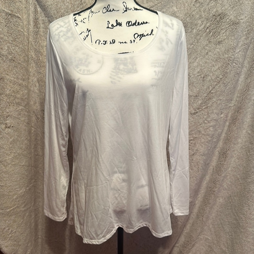 Coldwater Creek large scoop neck white long sleeved T-shirt
